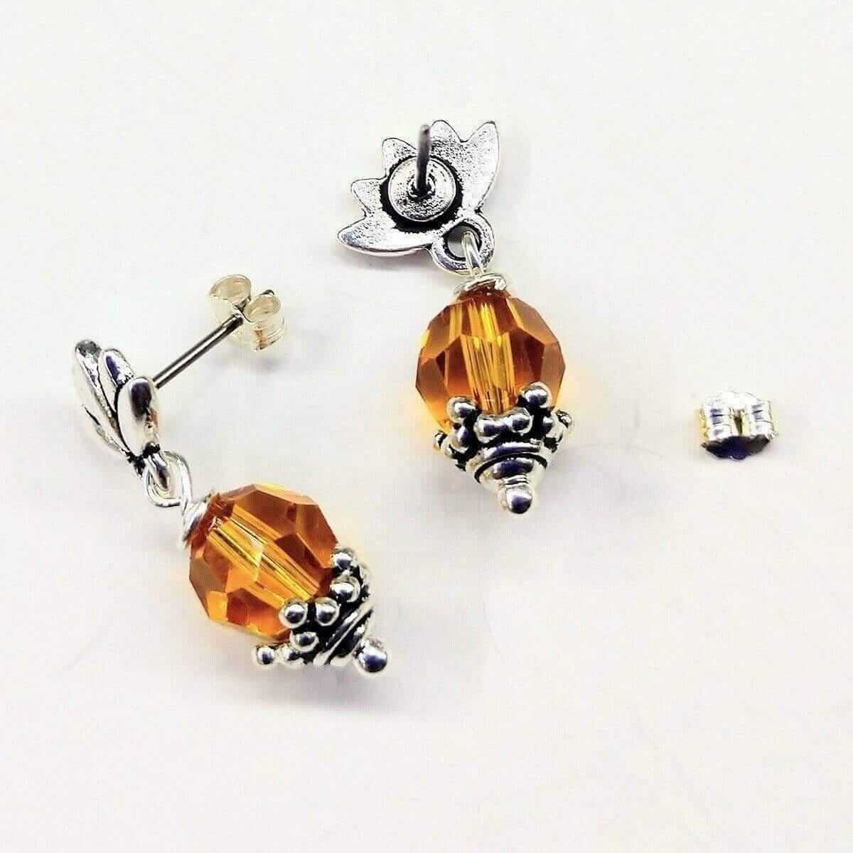 Crystal Topaz Pineapple Sterling Silver Studded Earrings