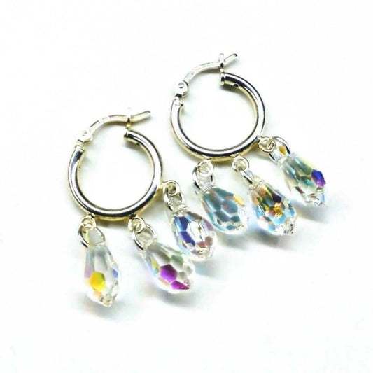Sterling Silver Sparkly Crystal Drop Hoop Earrings Alexa Martha Designs