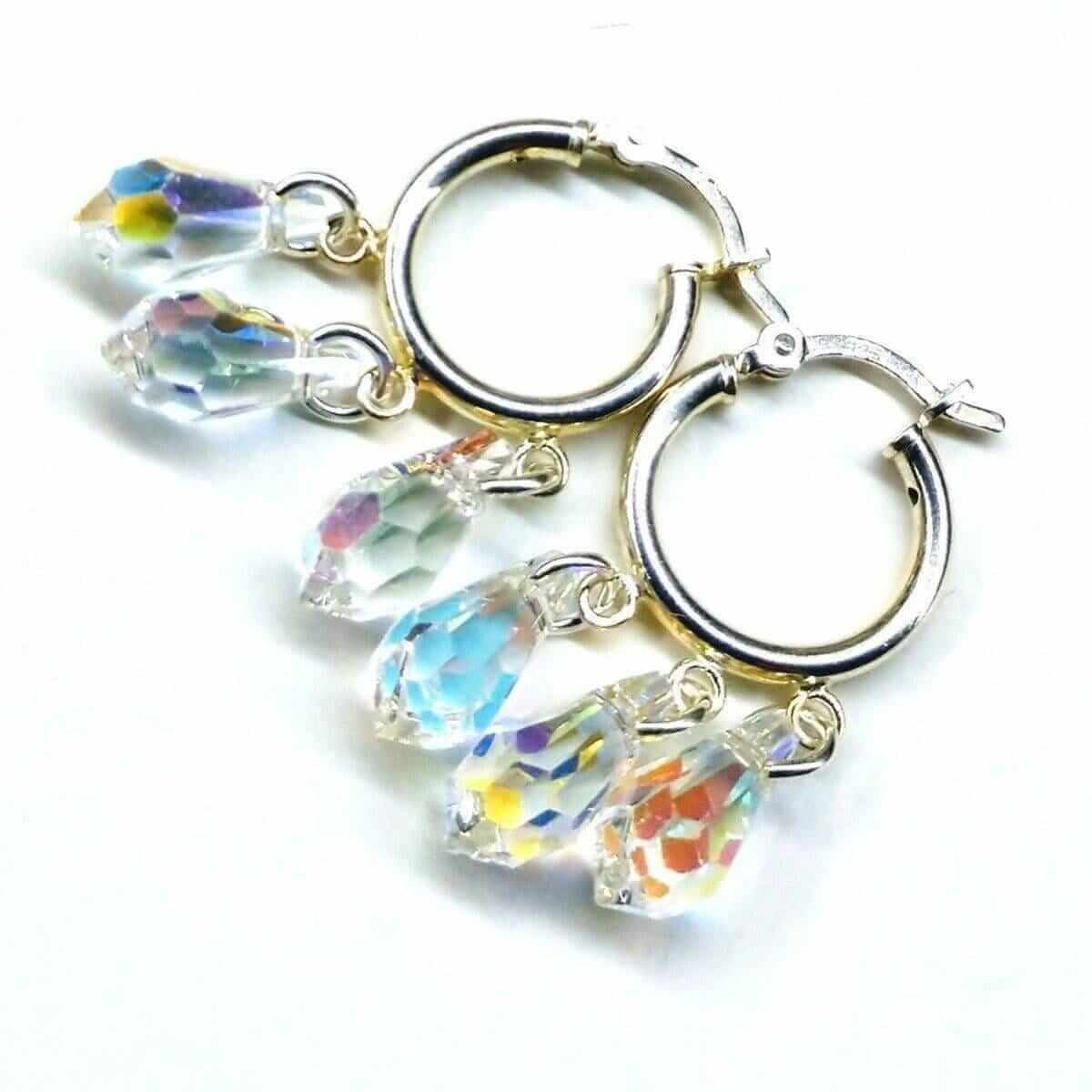 Sterling Silver Sparkly Crystal Drop Hoop Earrings Alexa Martha Designs