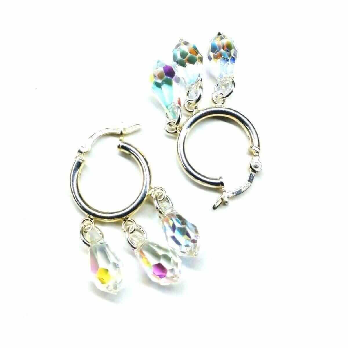 Sterling Silver Sparkly Crystal Drop Hoop Earrings Alexa Martha Designs