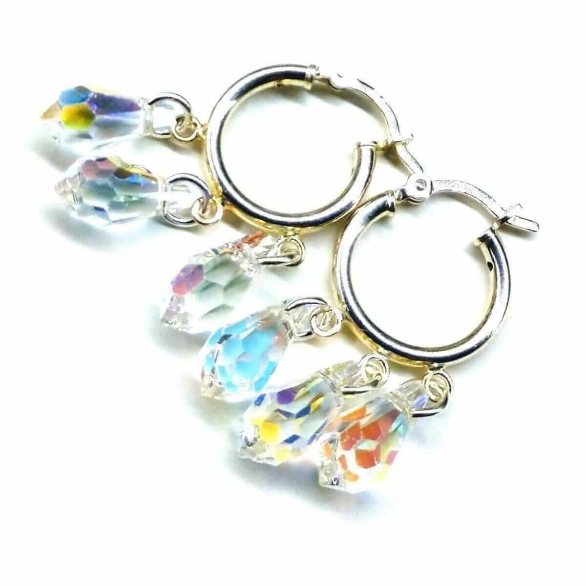 Sterling Silver Sparkly Crystal Drop Hoop Earrings Alexa Martha Designs