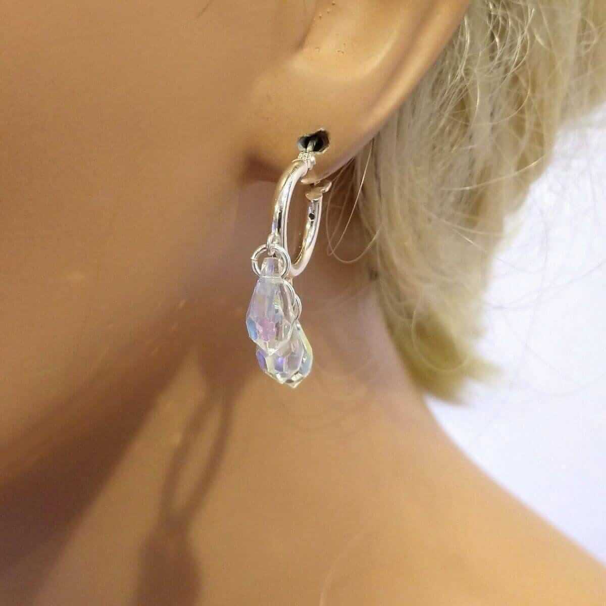 Sterling Silver Sparkly Crystal Drop Hoop Earrings Alexa Martha Designs
