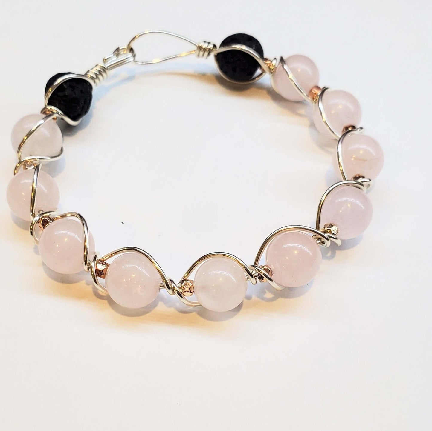 Sterling Silver Spiral Twist Wrap Gemstone Lava Rock Bangle Bracelet