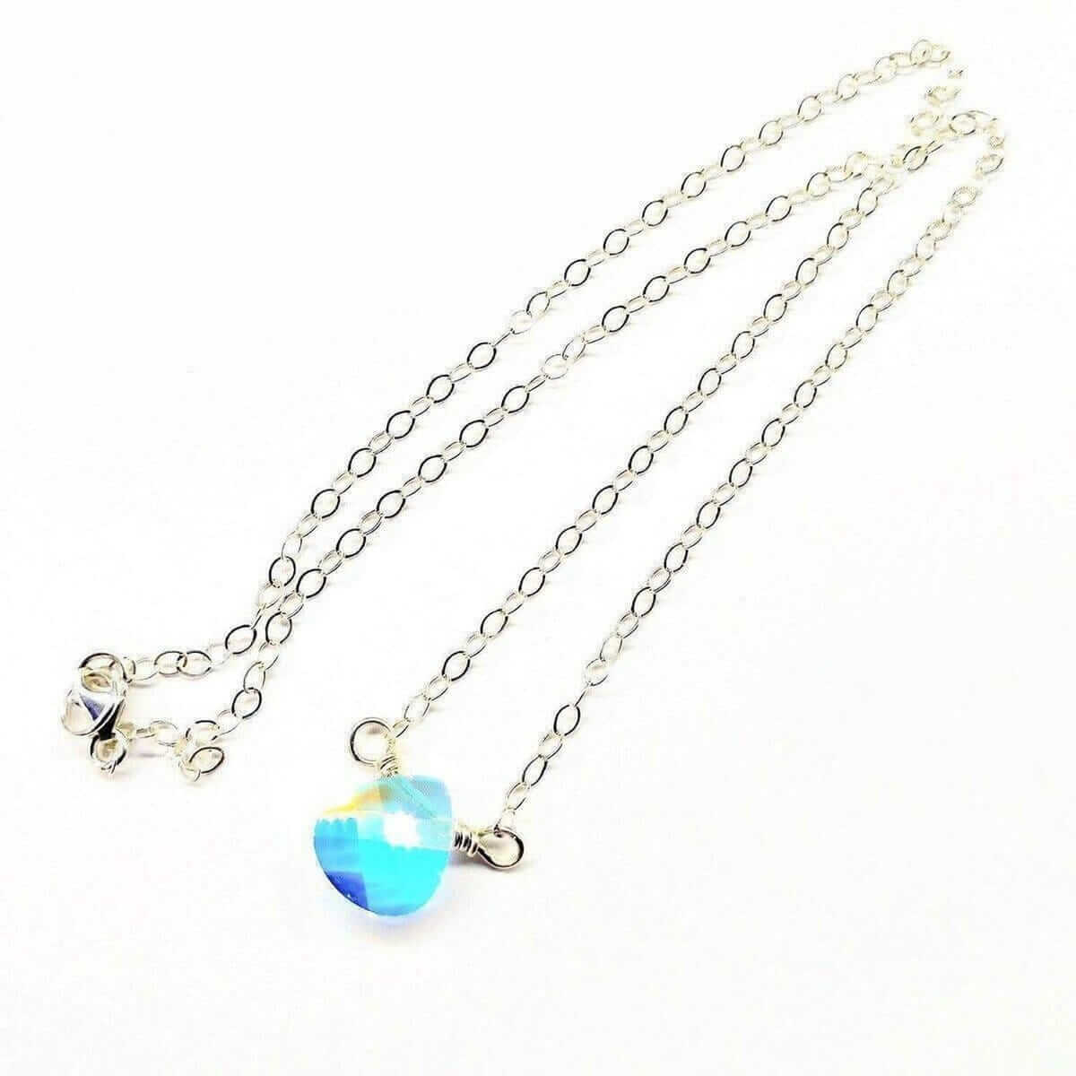 Crystal Briolette Drop Necklace Sterling Silver Wire Wrapped Alexa Martha Designs
