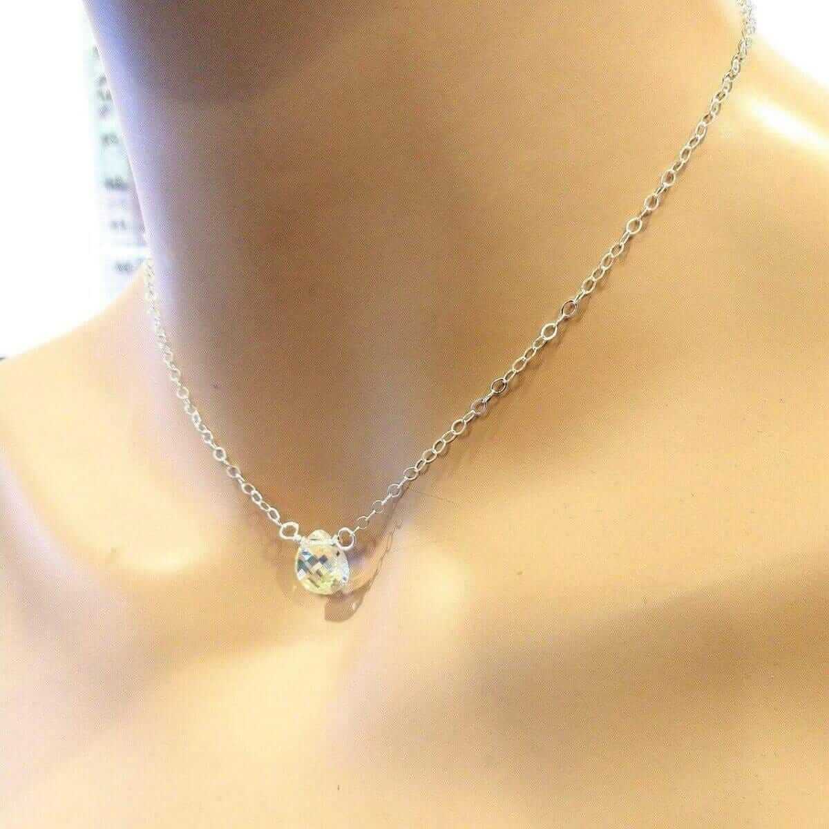 Crystal Briolette Drop Necklace Sterling Silver Wire Wrapped Alexa Martha Designs
