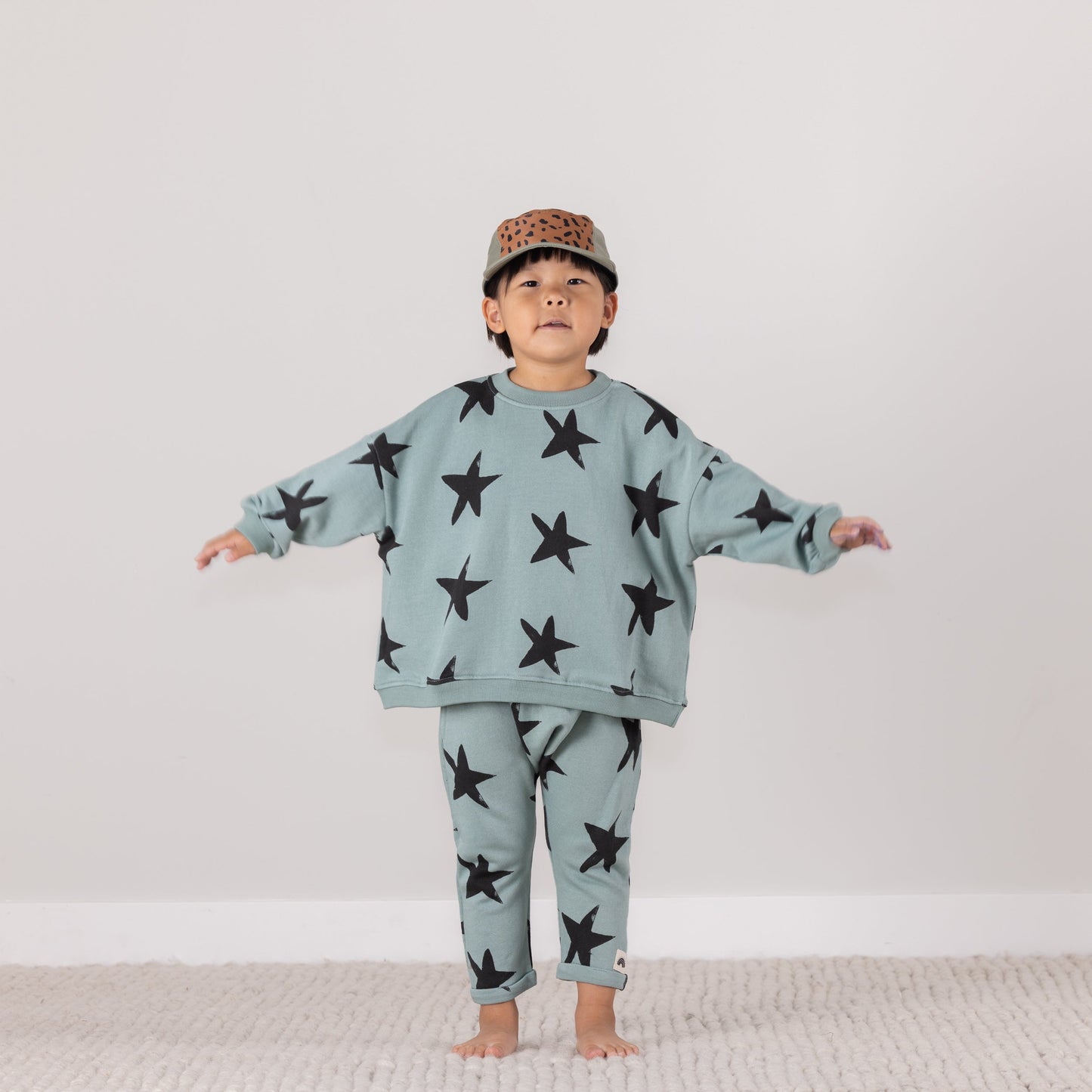 Five-Panel Hat Green Cheetah Kids Adjustable Rad River Co.