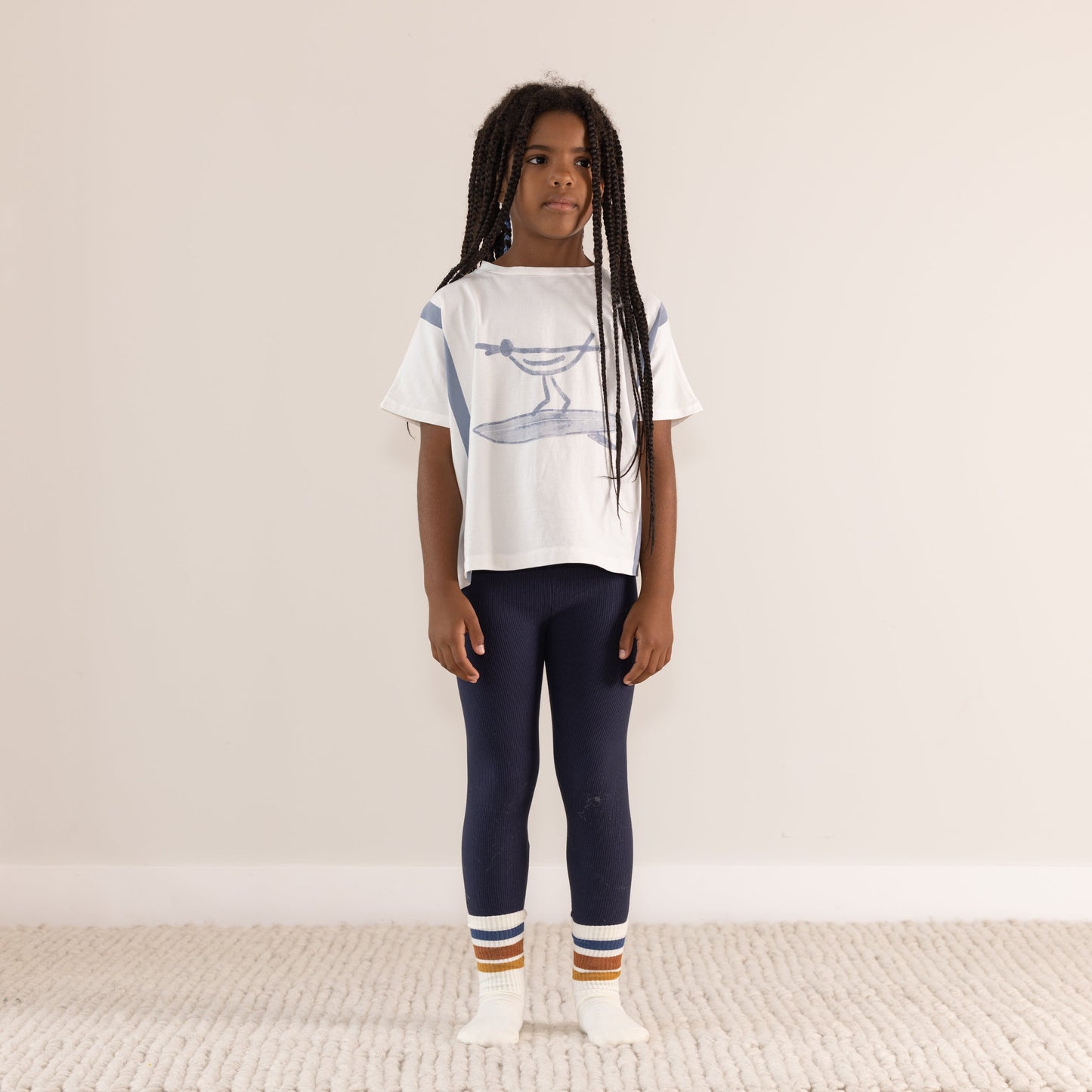 Blue Cotton Spandex Leggings