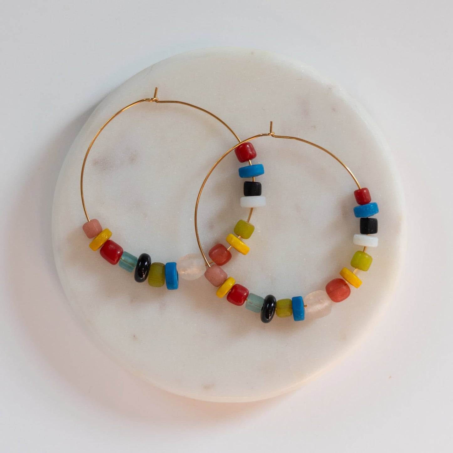 Beaded Gold Plated Hoop Earrings Summer Ellen Hoops Sela Designs