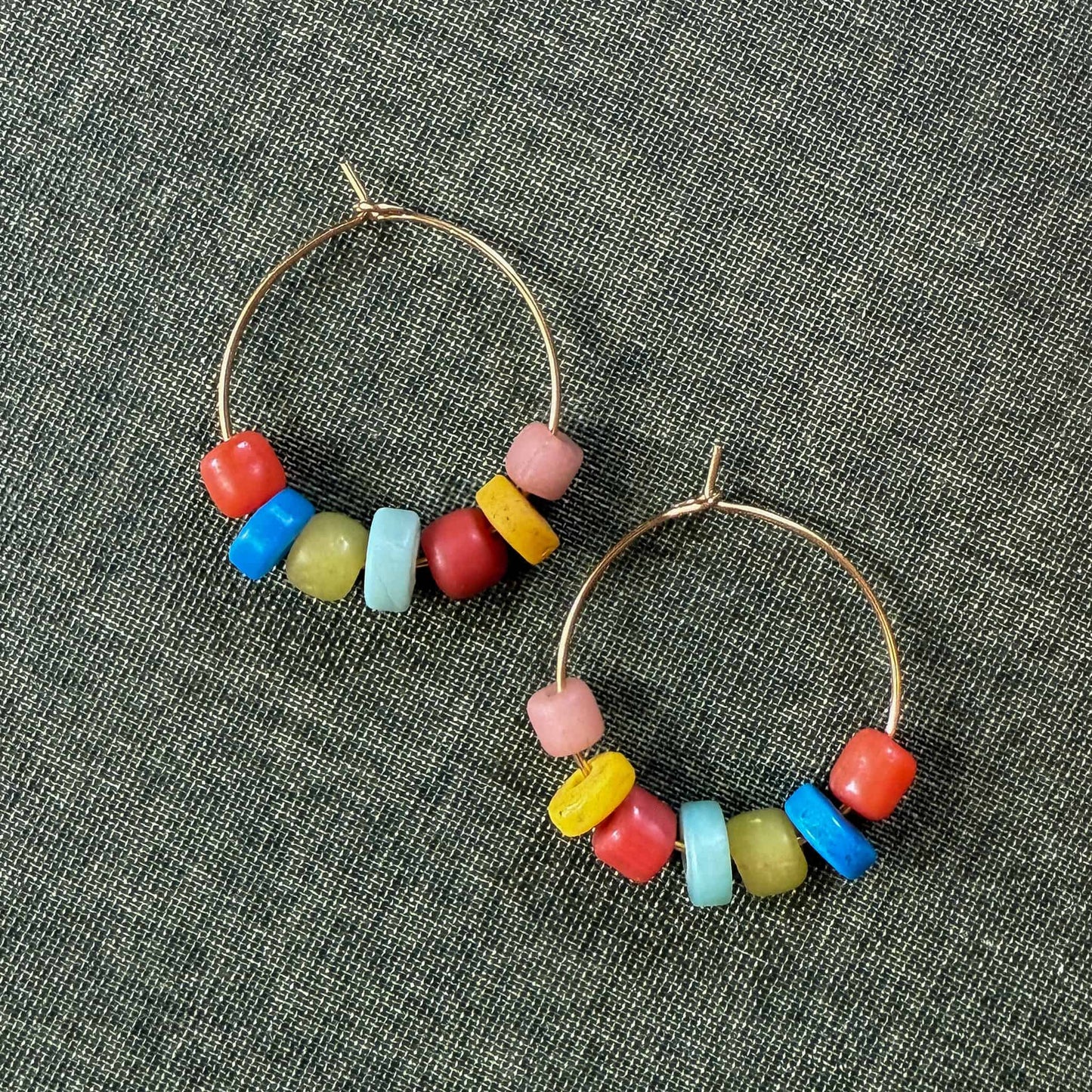 Beaded Gold Plated Hoop Earrings Summer Ellen Hoops Sela Designs