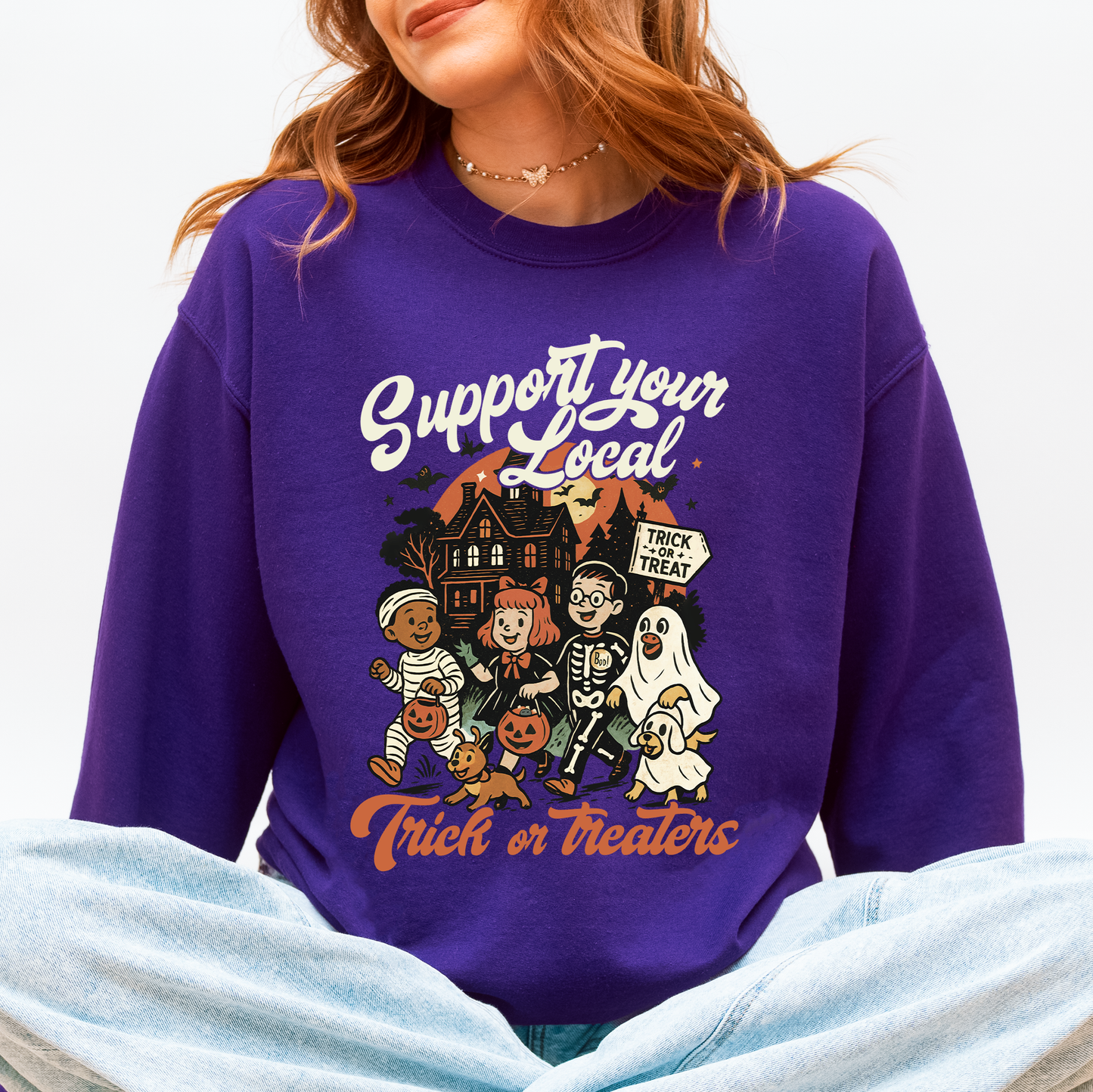 Support Your Local Trick or Treaters, Halloween, Cute, Costume Sweatshirt