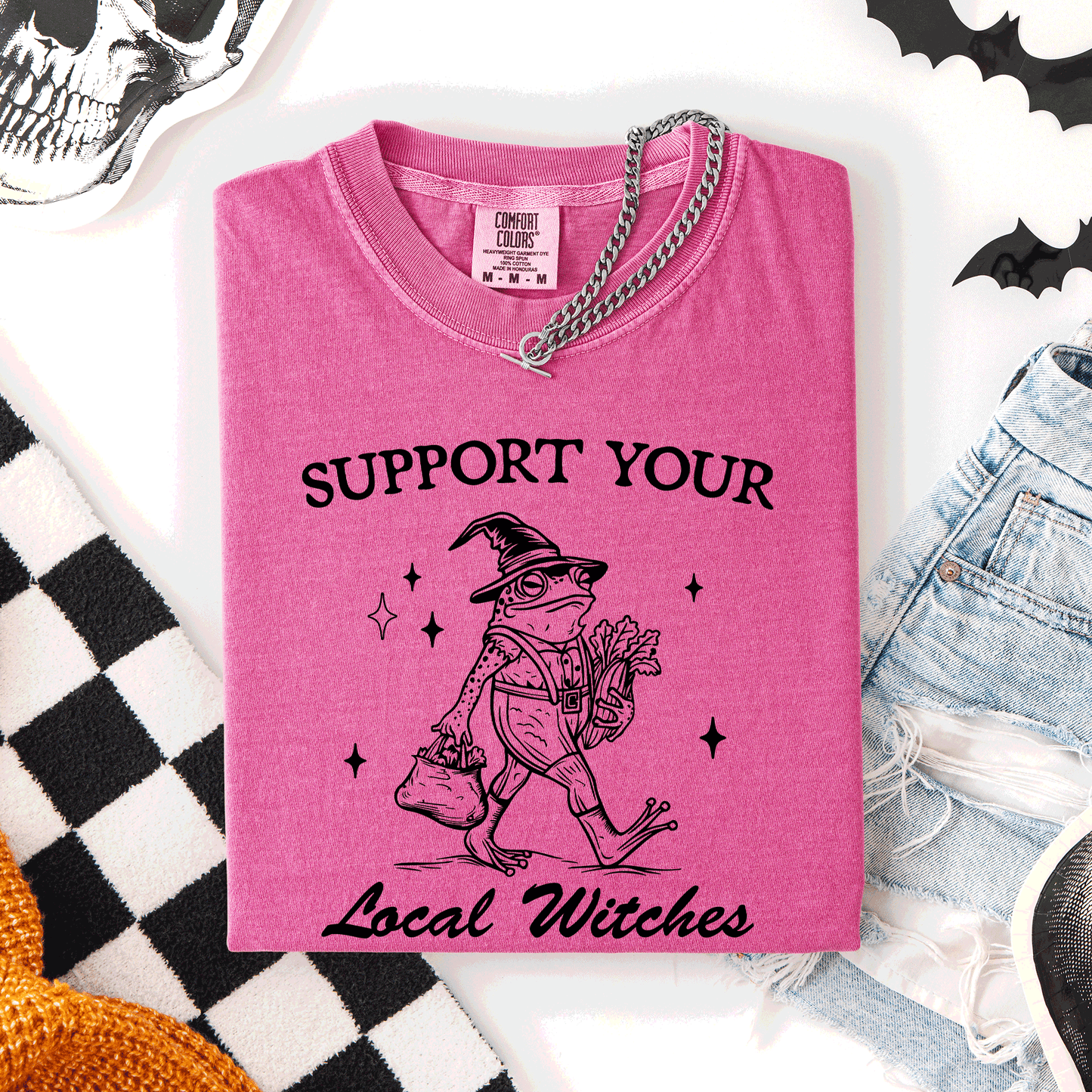 Support Your Local Witches, Frog, Halloween, Witch, Comfort Colors T-Shirt