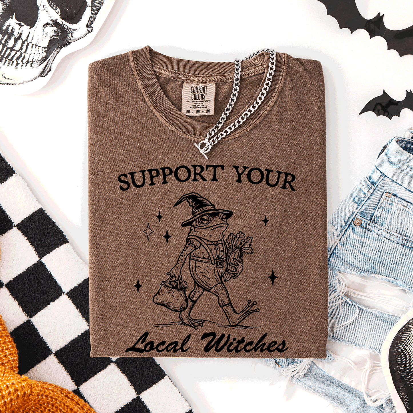 Support Your Local Witches, Frog, Halloween, Witch, Comfort Colors T-Shirt