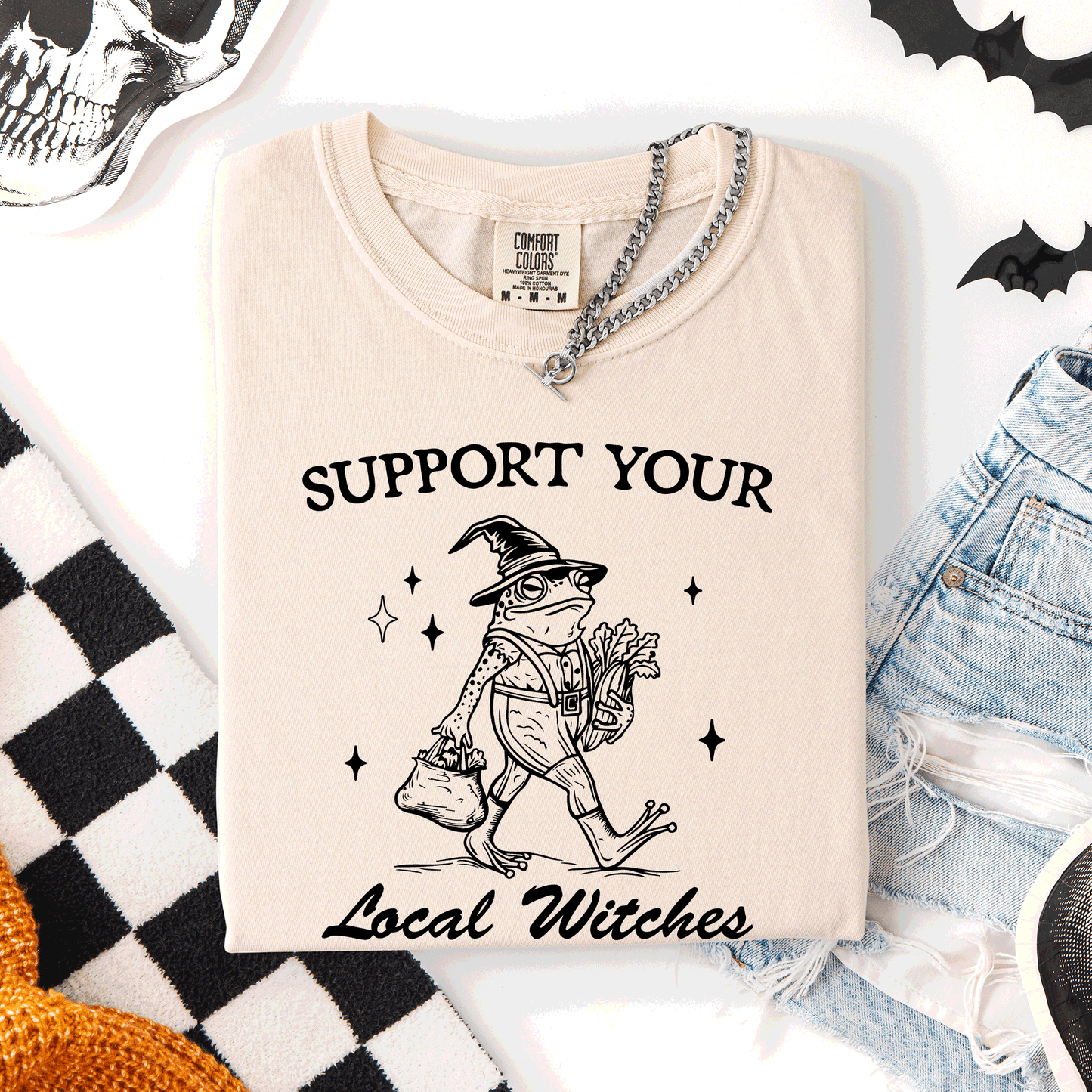 Support Your Local Witches, Frog, Halloween, Witch, Comfort Colors T-Shirt