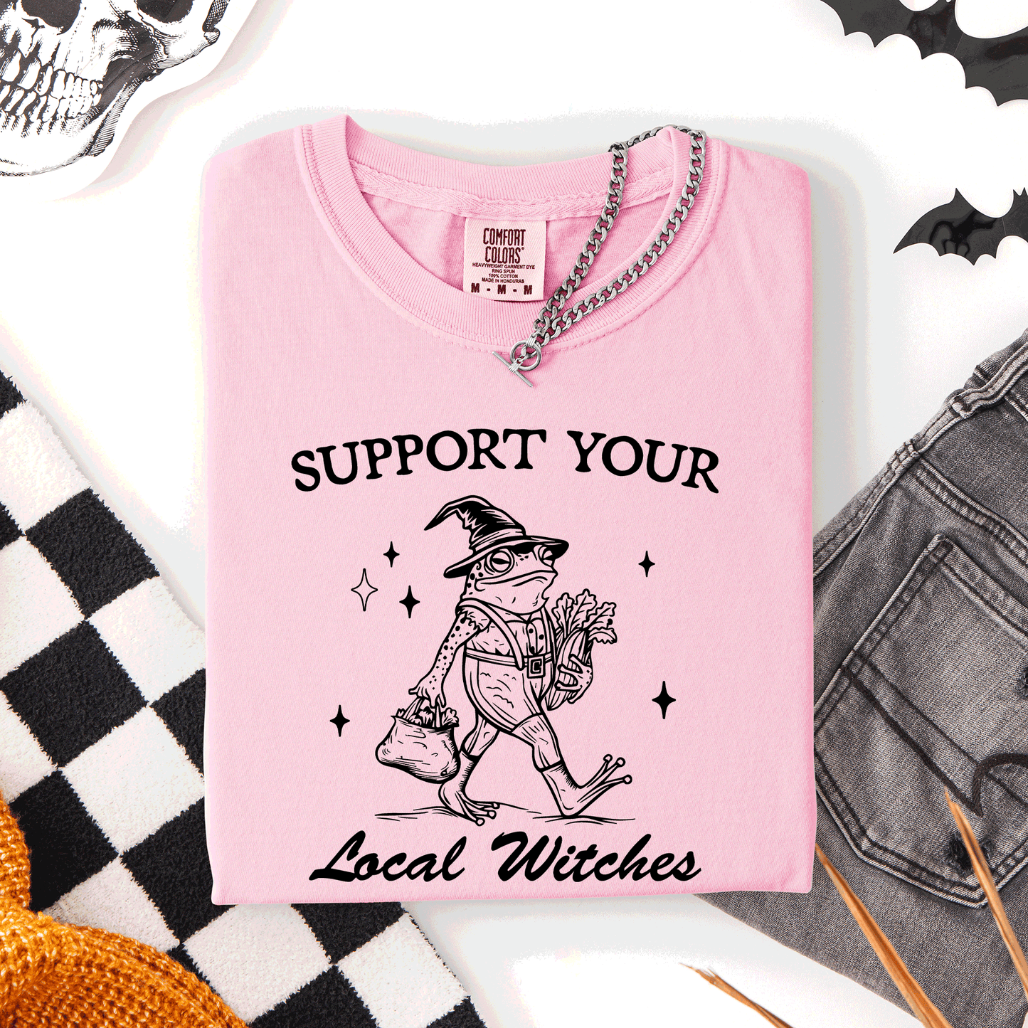 Support Your Local Witches, Frog, Halloween, Witch, Comfort Colors T-Shirt
