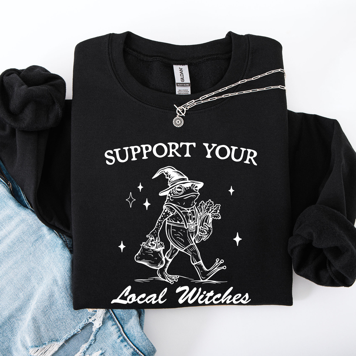 Support Your Local Witches, Frog, Halloween, Witch Sweatshirt