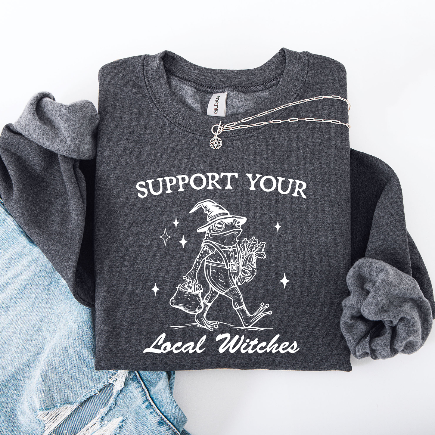 Support Your Local Witches, Frog, Halloween, Witch Sweatshirt