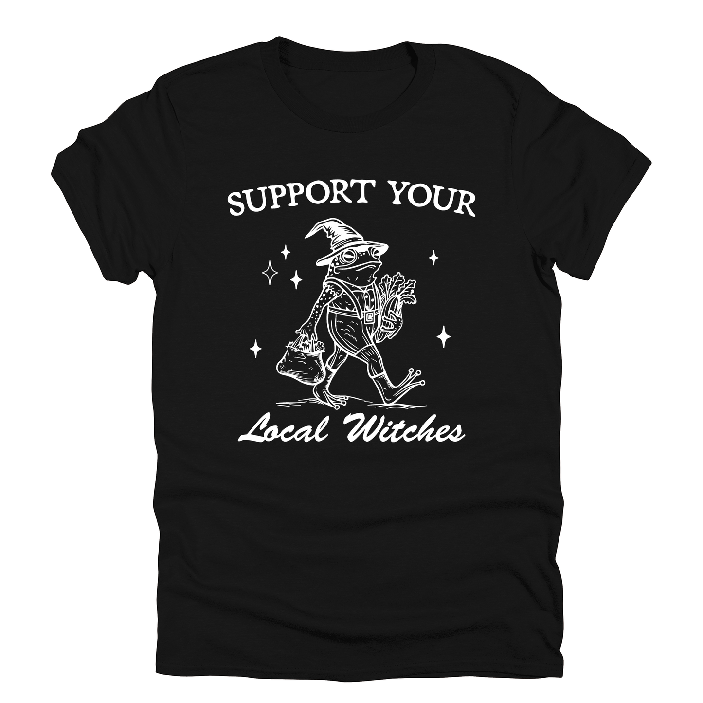 Support Your Local Witches, Frog, Halloween, Witchy, Spooky Black Tshirt