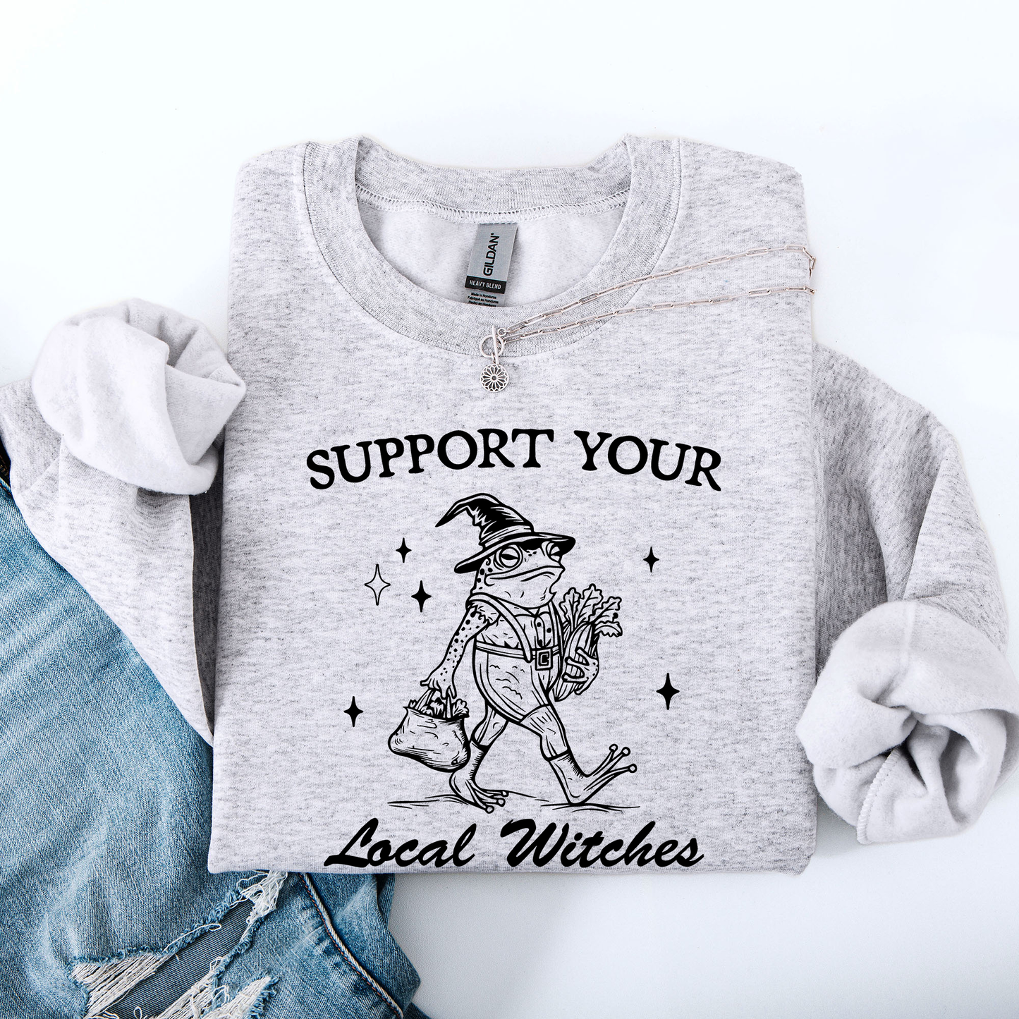 Support Your Local Witches, Frog, Halloween, Witch Sweatshirt