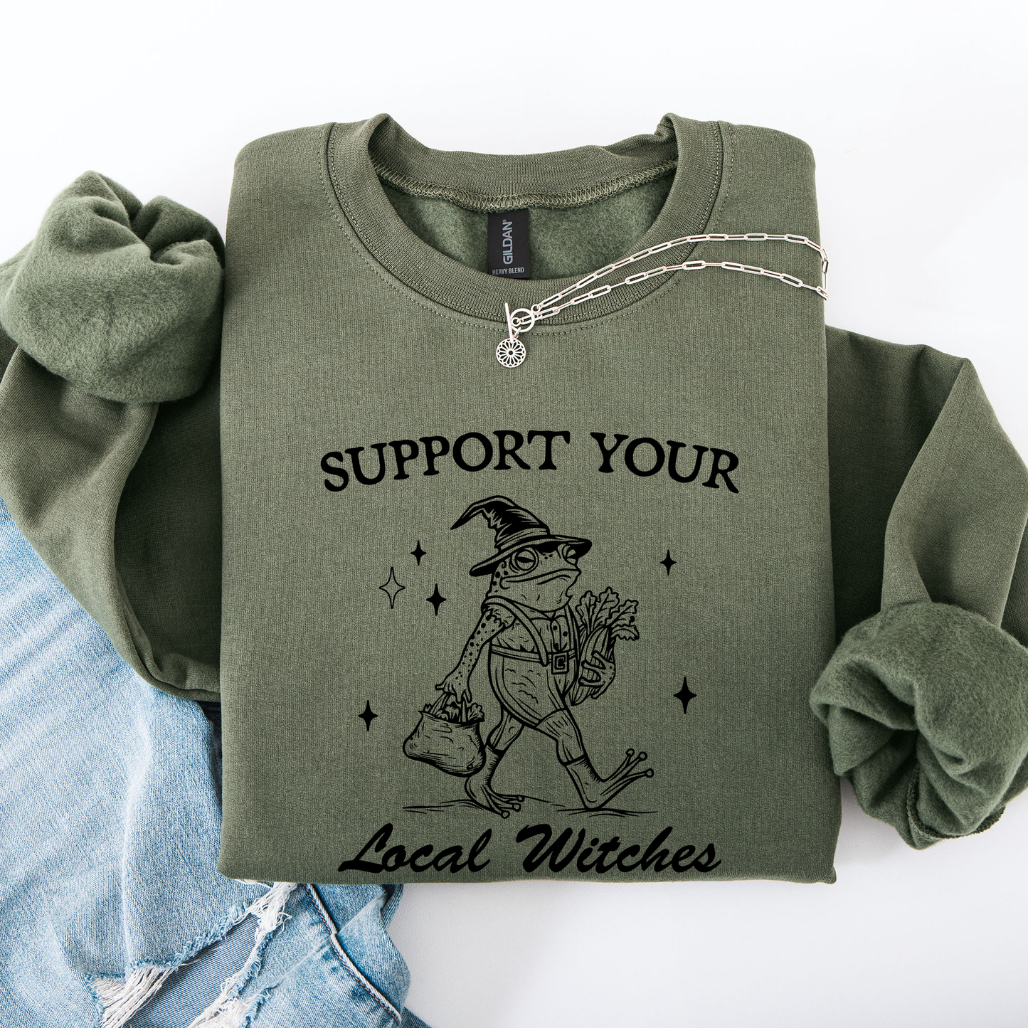 Support Your Local Witches, Frog, Halloween, Witch Sweatshirt