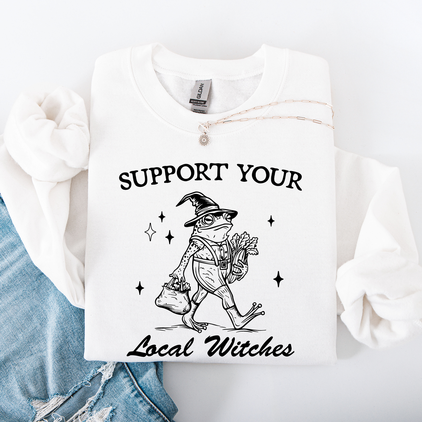 Support Your Local Witches, Frog, Halloween, Witch Sweatshirt
