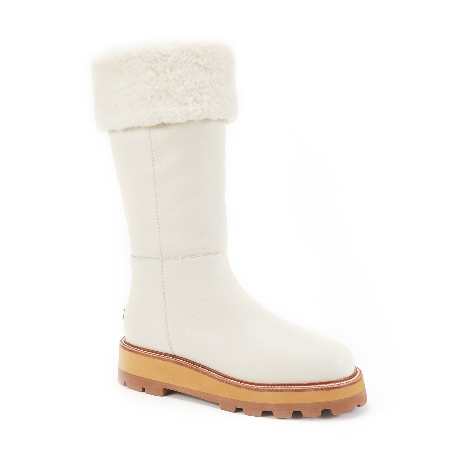 Above Calf Pull On Boot Chunky Non Slip Sole Titan Cream Australia Luxe Collective