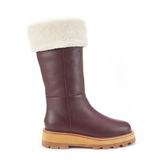 Titan plum double faced sheepskin pull on boot Australia Luxe Collective
