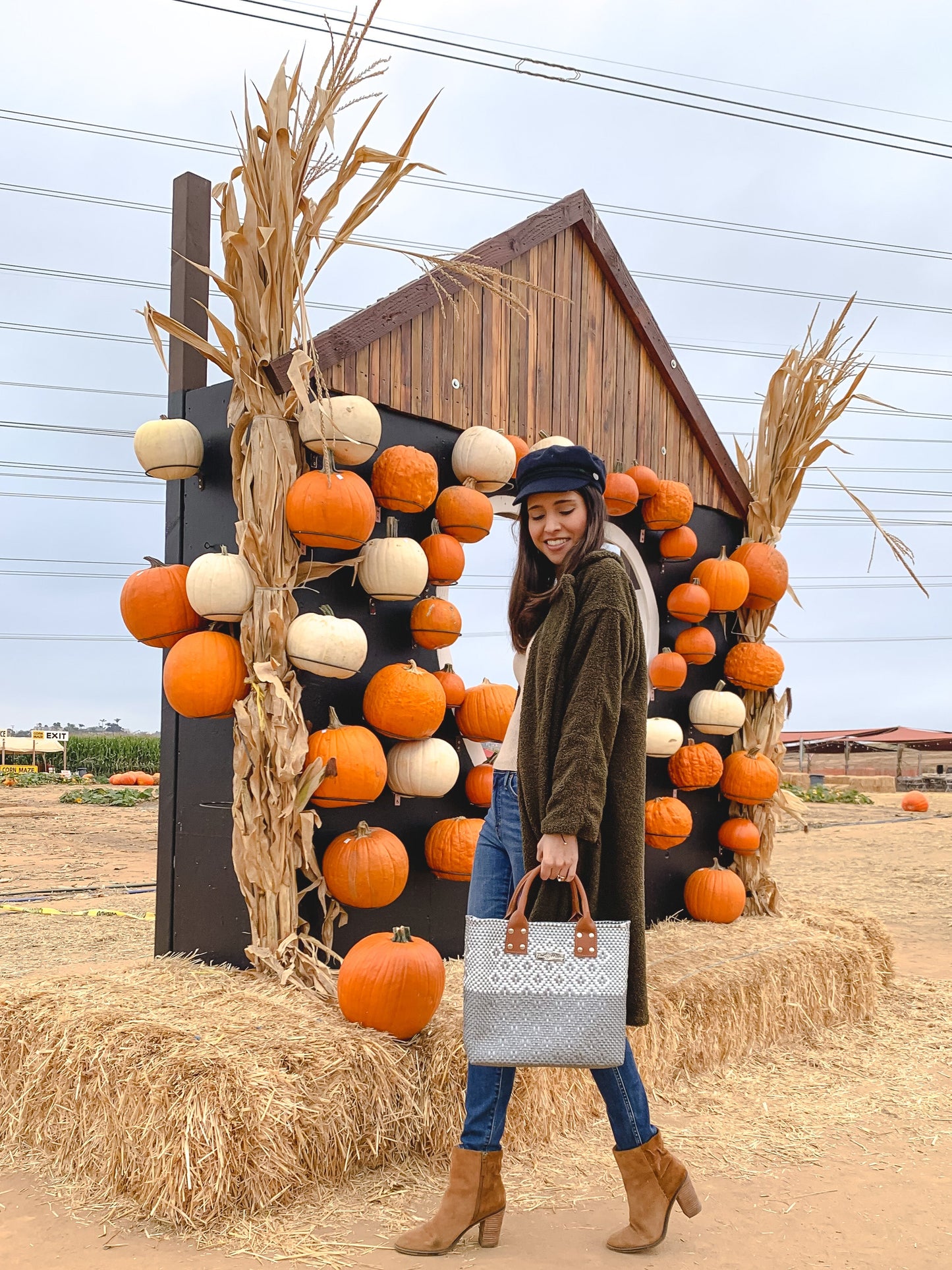 Large Woven Crossbody Bag Tan Leather Tin Marin