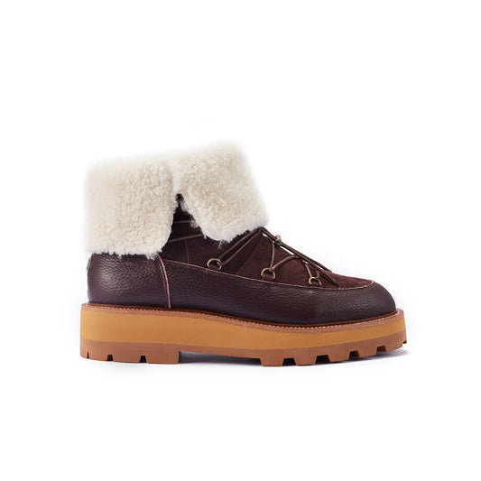 Ankle Height Chunky Non Slip Winter Sole Hiker Style Boot TORINO PLUM