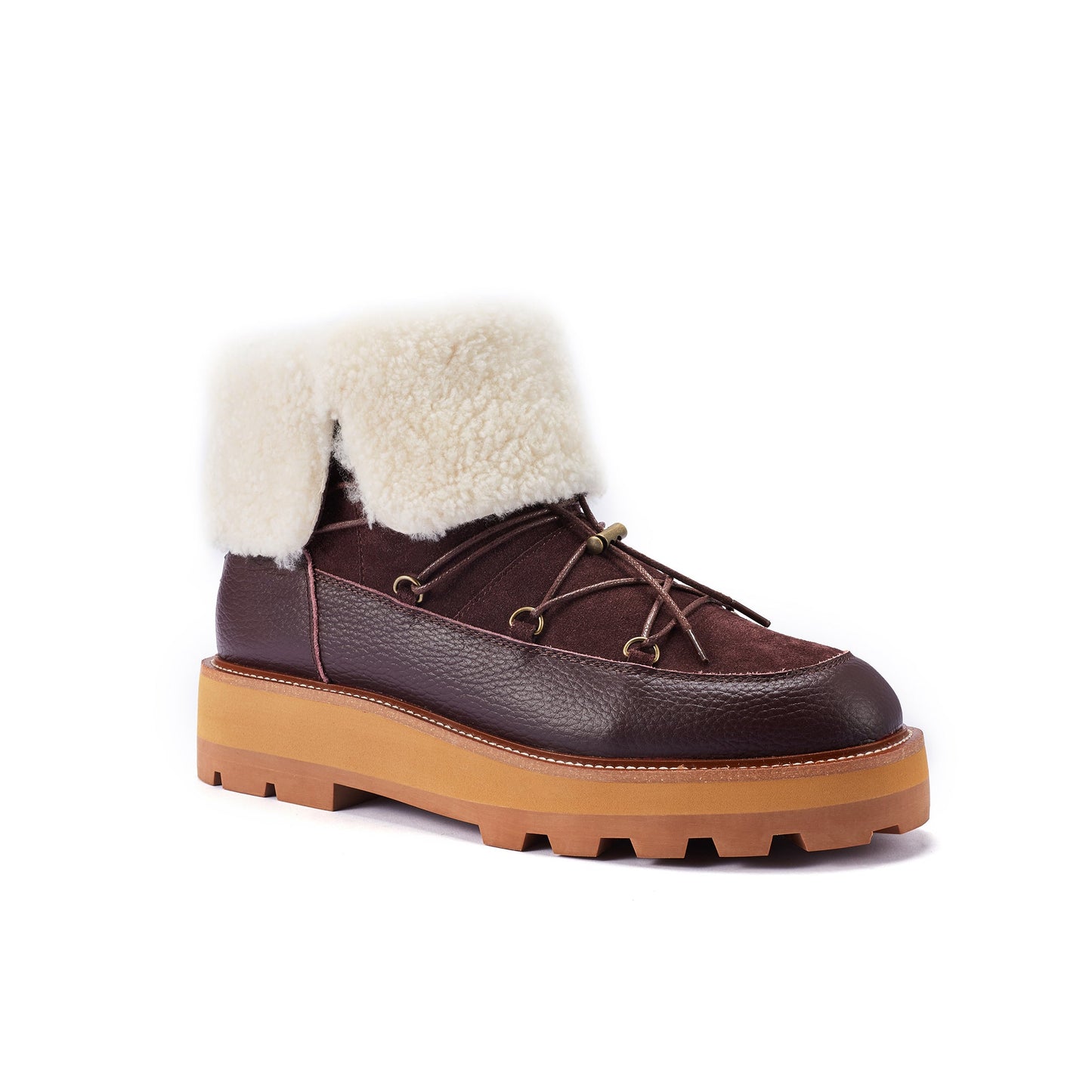 Ankle Height Chunky Non Slip Winter Sole Hiker Style Boot TORINO PLUM