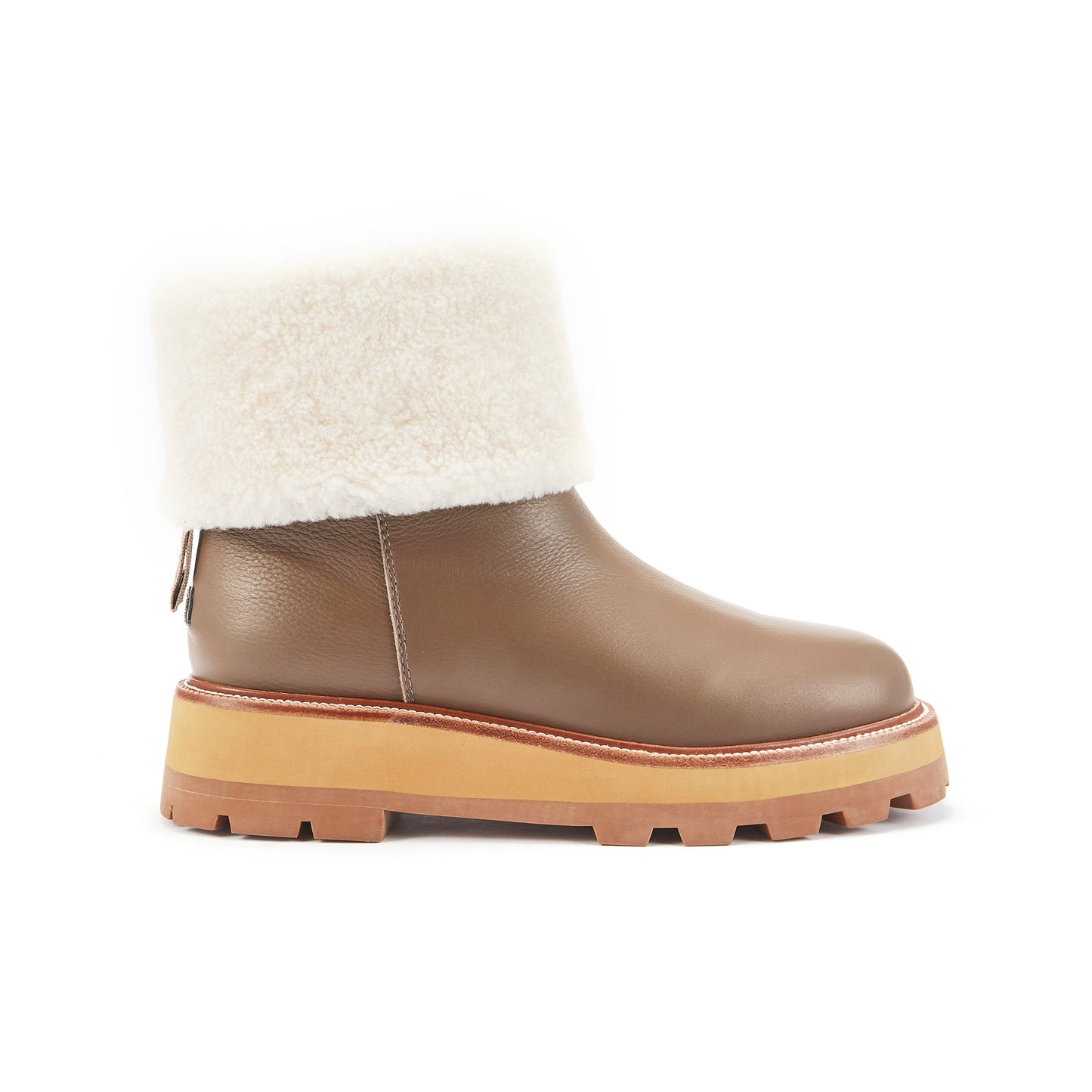 Non Slip Chunky Soled Winter Boot Double Face Sheepskin TRINITY CLAY