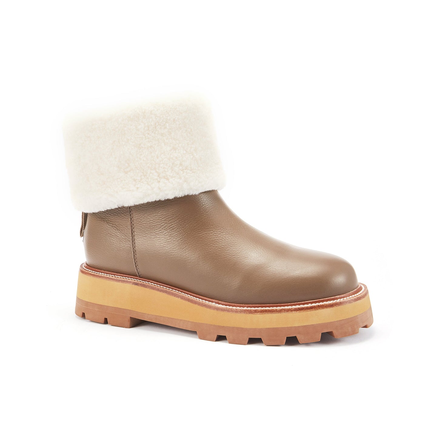 Non Slip Chunky Soled Winter Boot Double Face Sheepskin TRINITY CLAY