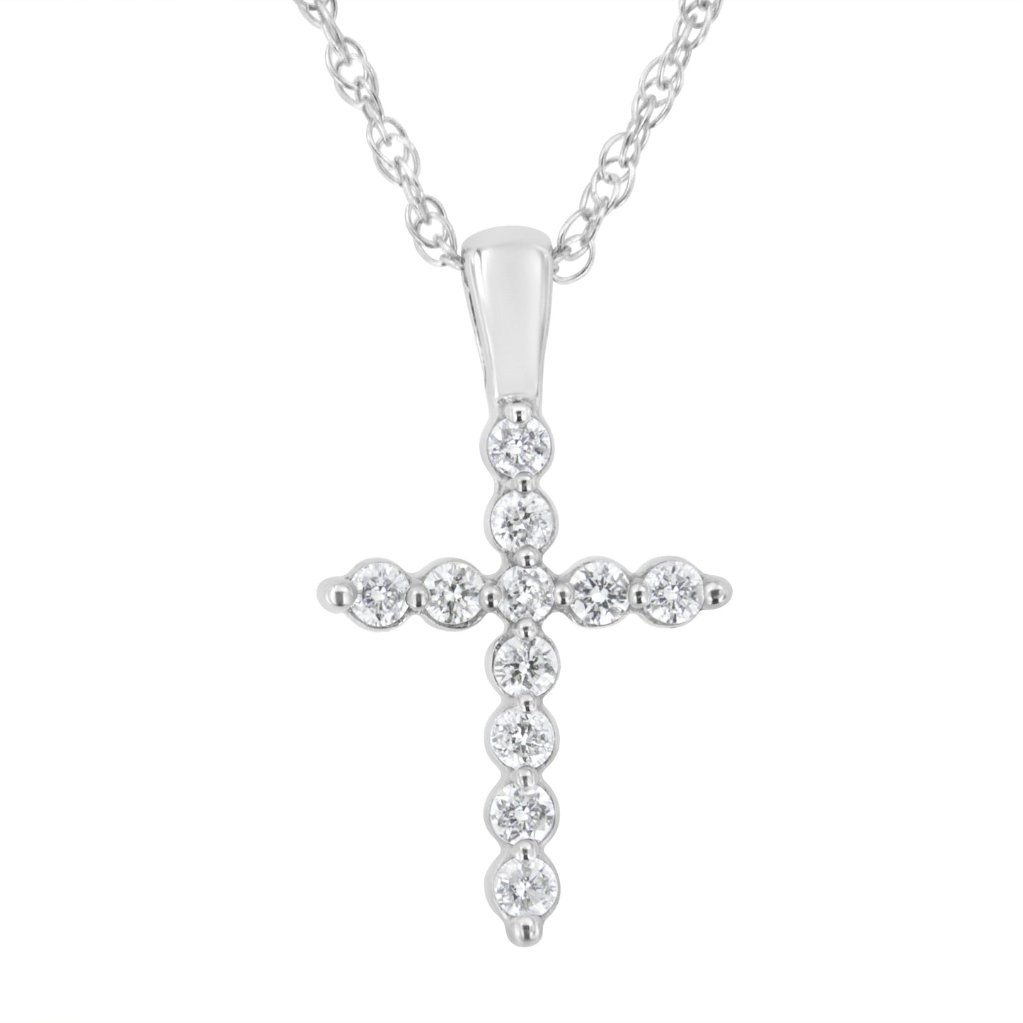 .925 Sterling Silver 1/4 Cttw Lab Grown Diamond Cross Pendant Necklace (F-G Color, Vs2-Si1 Clarity)