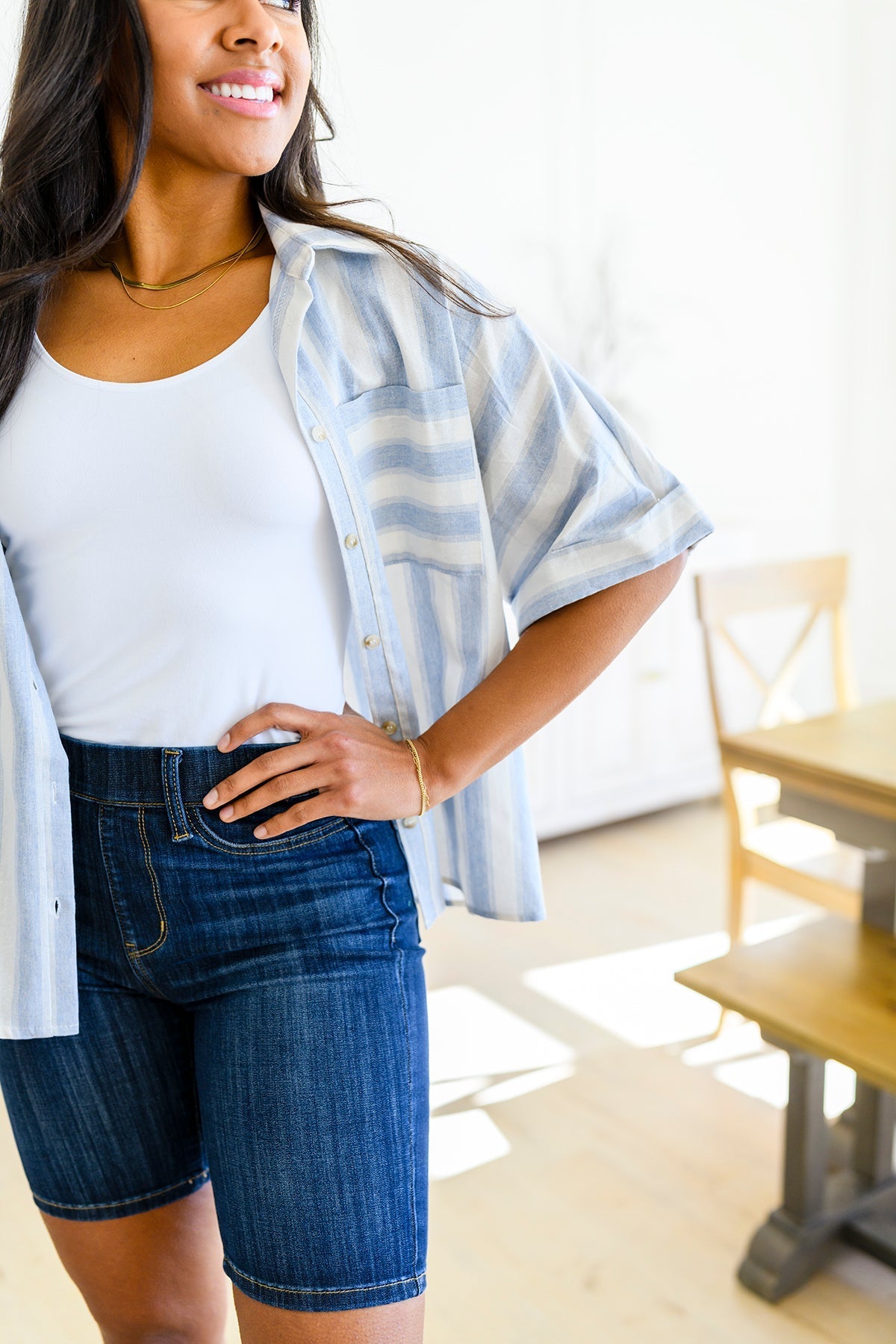 Relaxed Striped Button Down Shirt Tailored to Relax