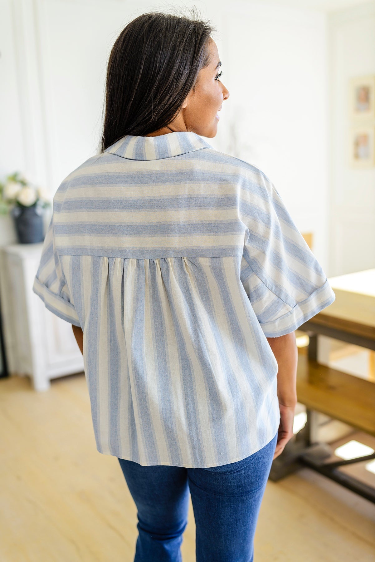 Relaxed Striped Button Down Shirt Tailored to Relax