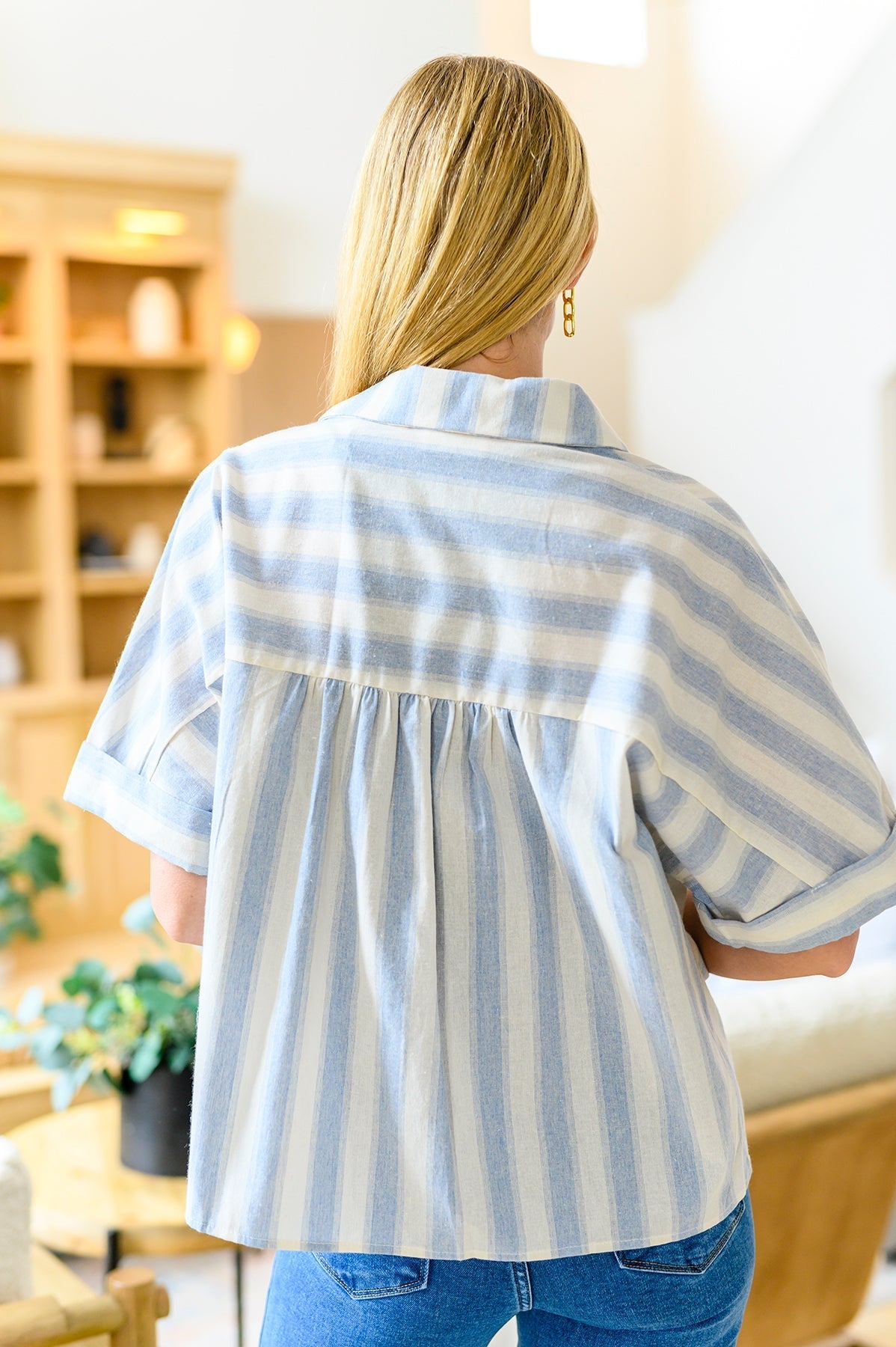 Relaxed Striped Button Down Shirt Tailored to Relax