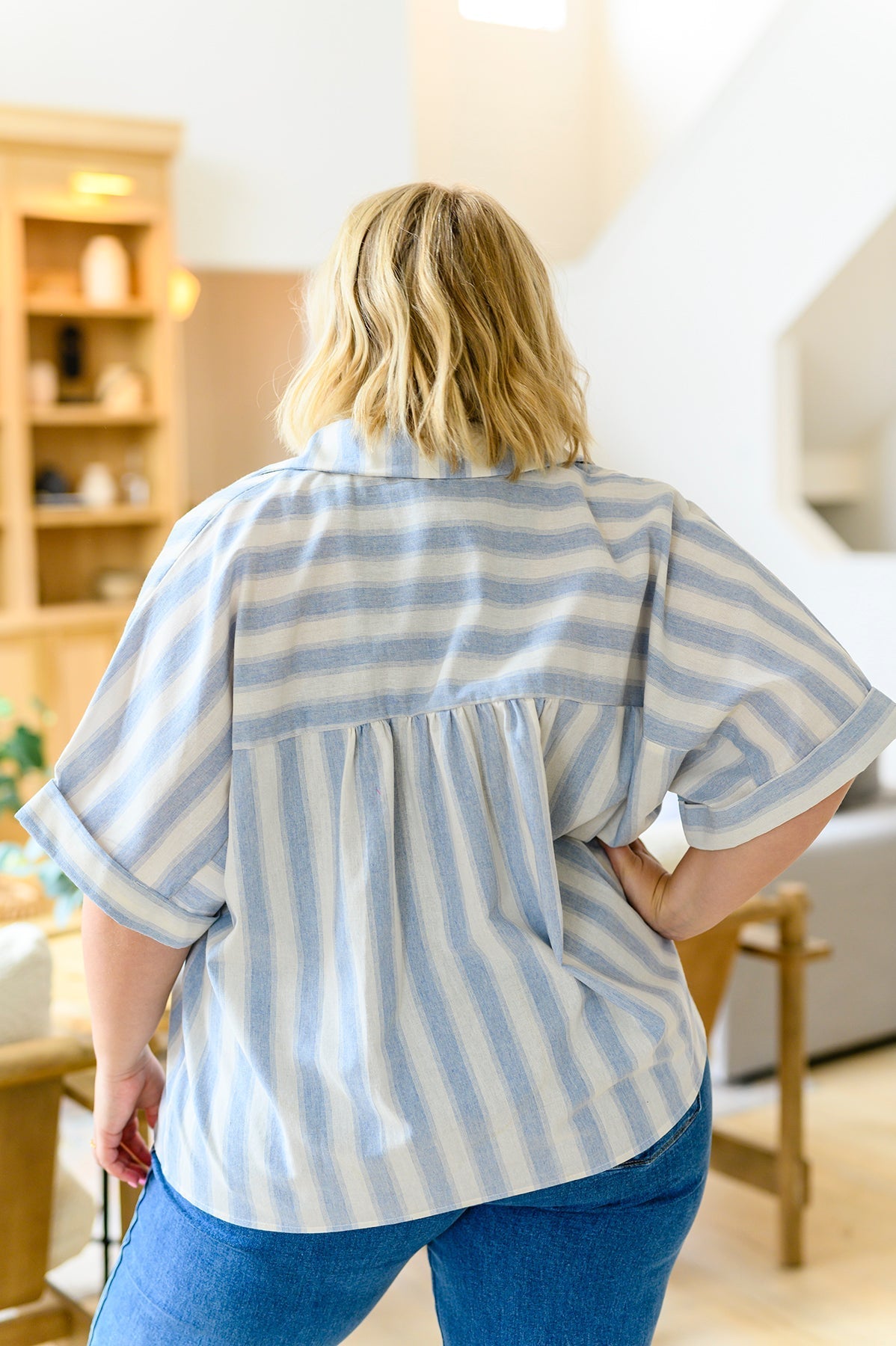 Relaxed Striped Button Down Shirt Tailored to Relax