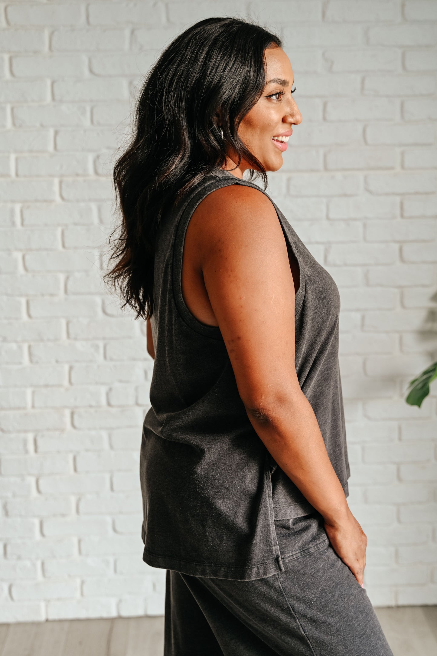 Taking It Easy Black Knit Tank and Pants Set