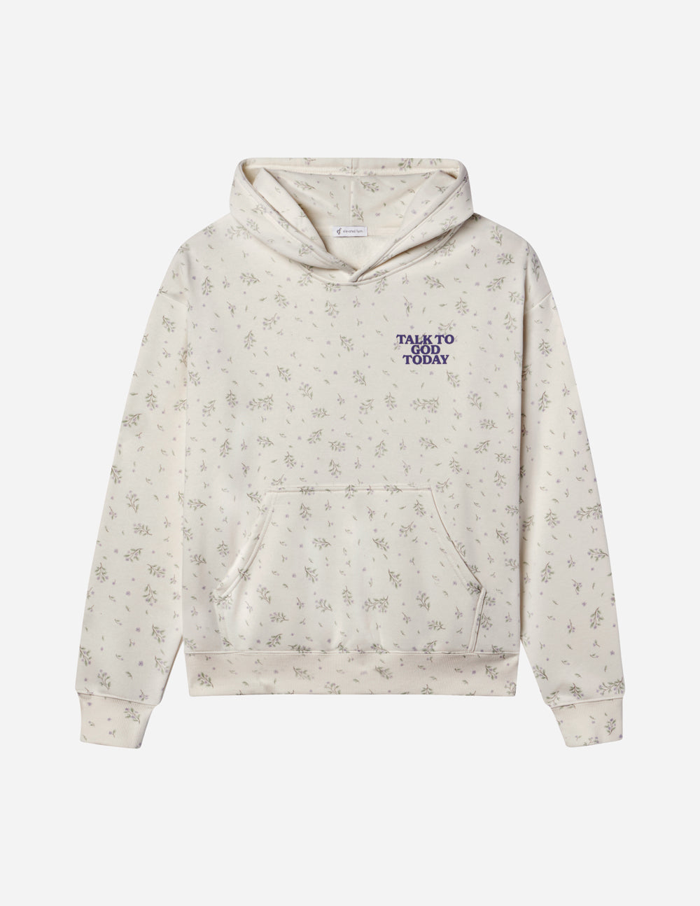 Talk to God Allover Wildflower Unisex Hoodie Ivory 70% Cotton 30% Polyester