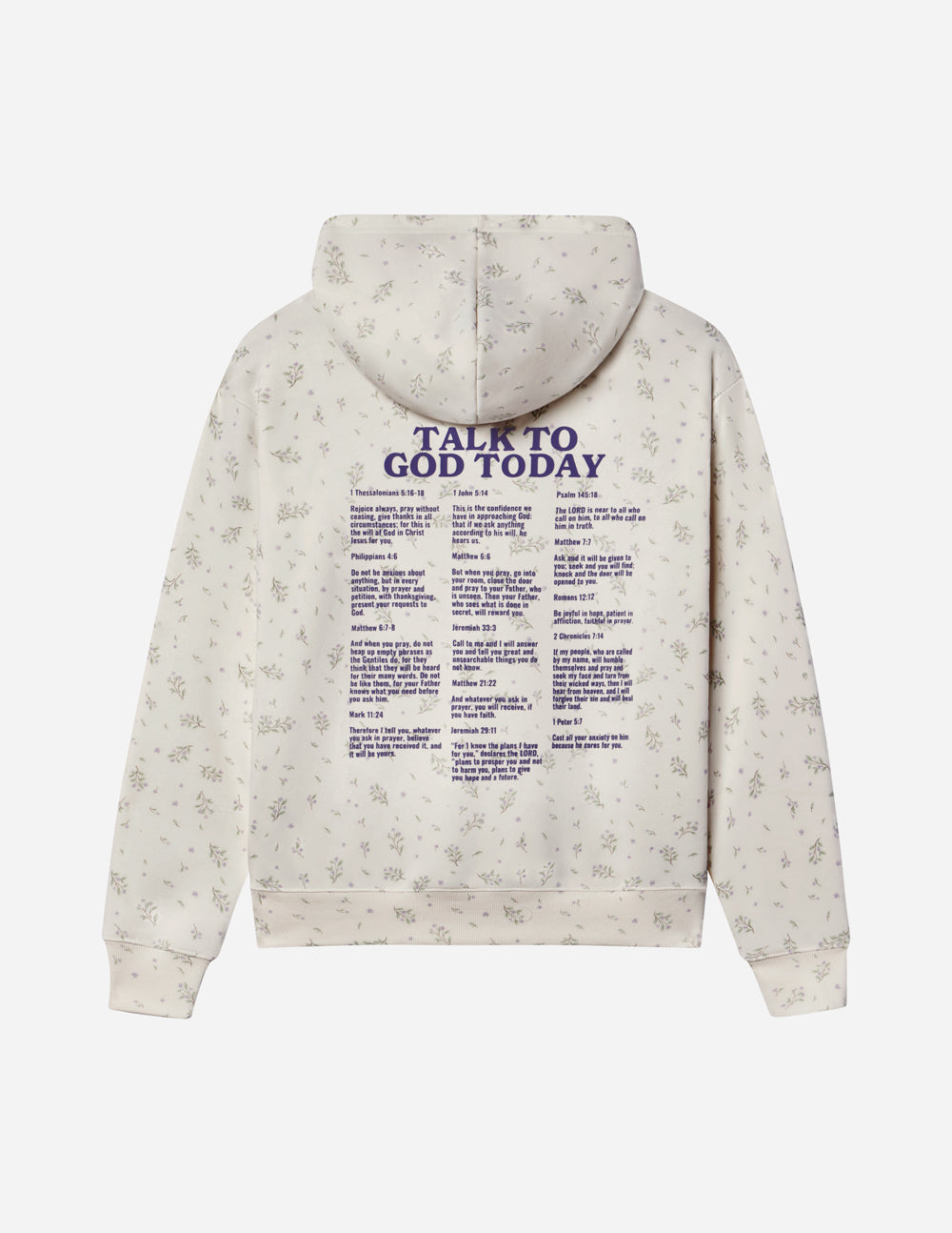 Talk to God Allover Wildflower Unisex Hoodie Ivory 70% Cotton 30% Polyester