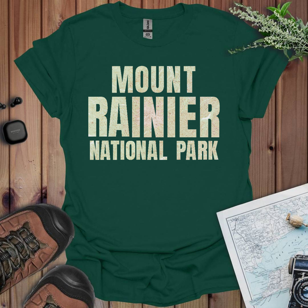 Mount Rainier Topographic Map National Park Unisex Fit Soft T-Shirt