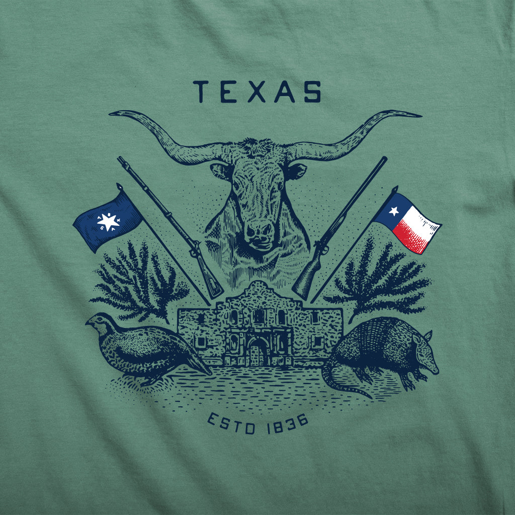 Texas Crest Pocket T-Shirt Pine Lightweight Cotton Tee Paris Texas Apparel Co