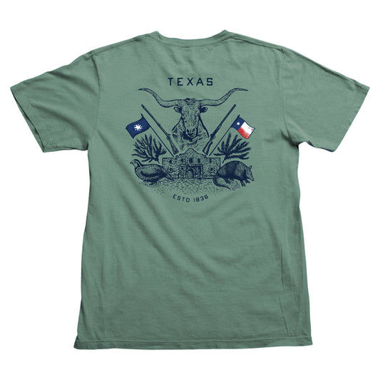 Texas Crest Pocket T-Shirt Pine Lightweight Cotton Tee Paris Texas Apparel Co