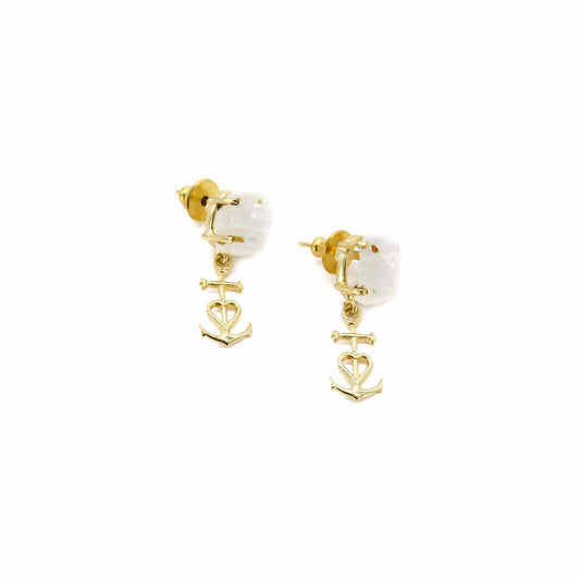 Heart Anchored 22k Gold Plated Moonstone Earring ADIBA