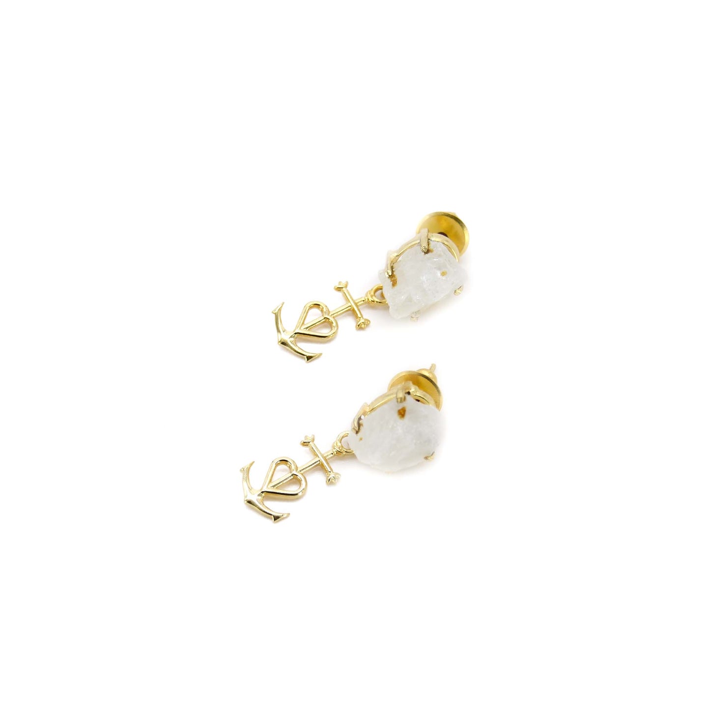 Heart Anchored 22k Gold Plated Moonstone Earring ADIBA