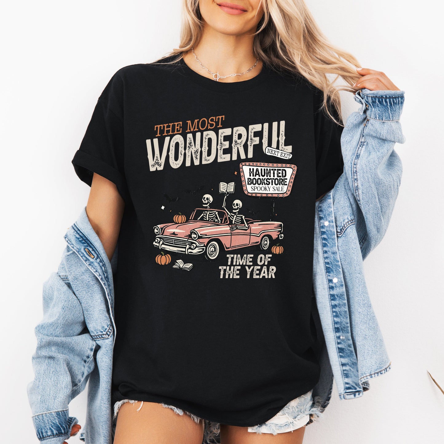 The Most Wonderful Time Of The Year, Reading Skeleton, Halloween, Haunted, Library, Tshirt