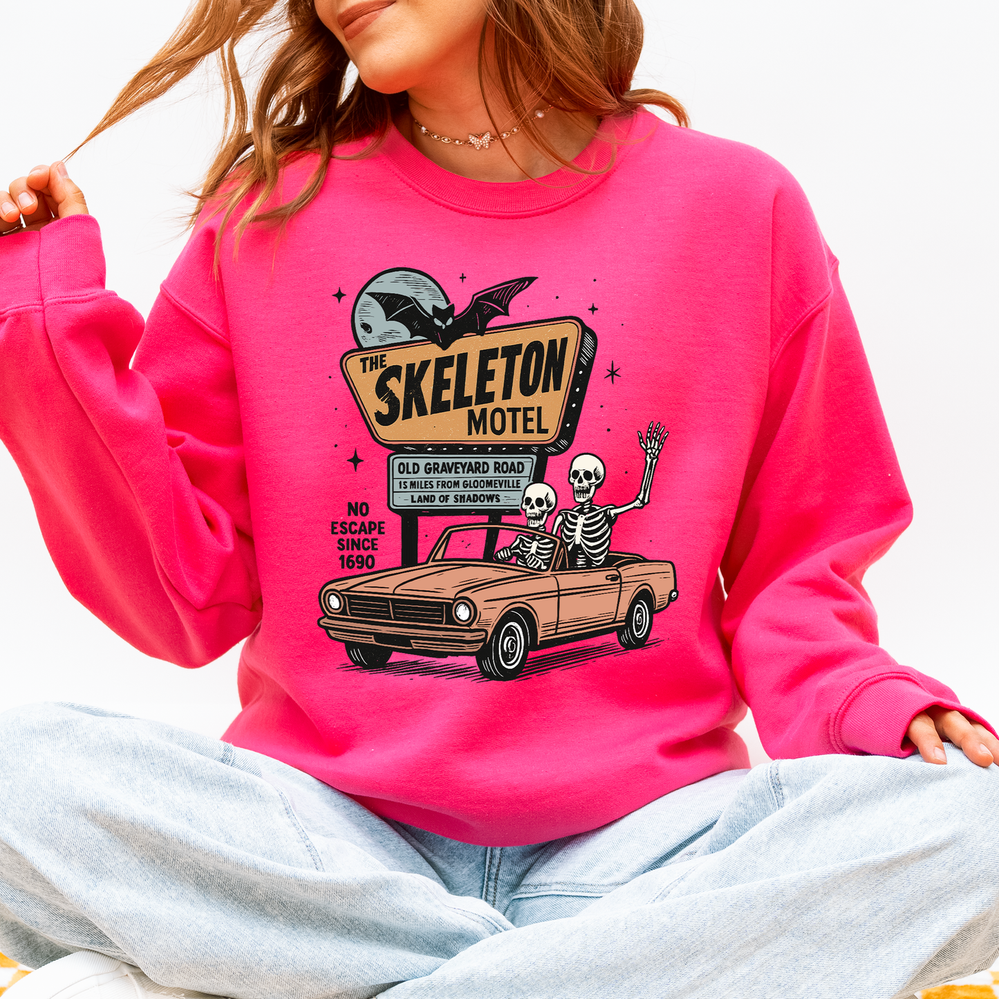 The Skeleton Motel, Spooky, Halloween Sweatshirt