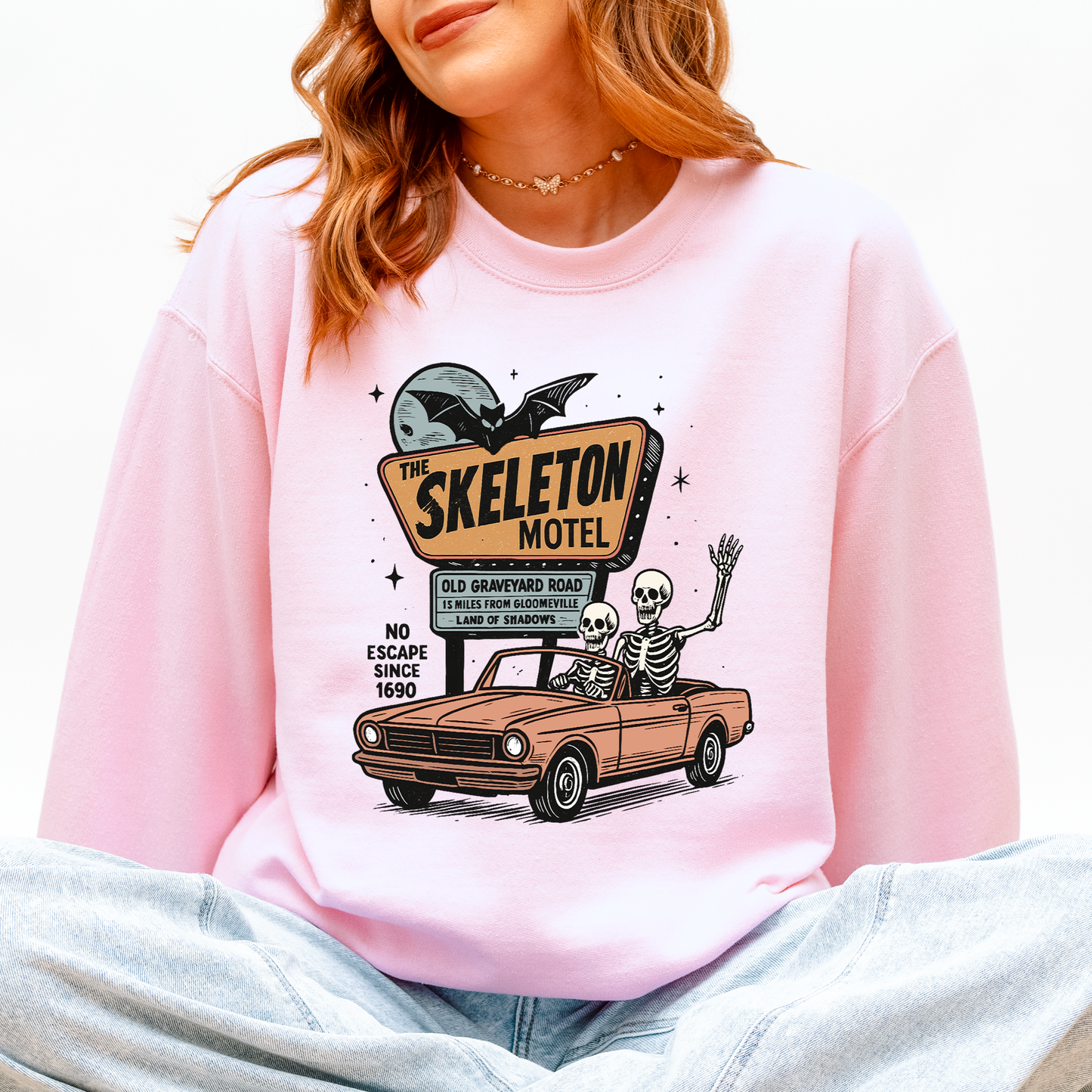 The Skeleton Motel, Spooky, Halloween Sweatshirt