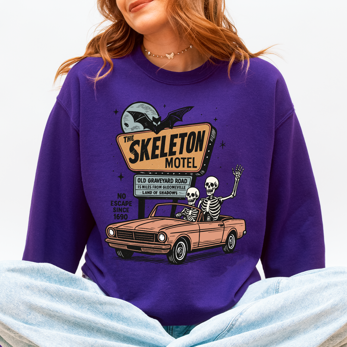 The Skeleton Motel, Spooky, Halloween Sweatshirt
