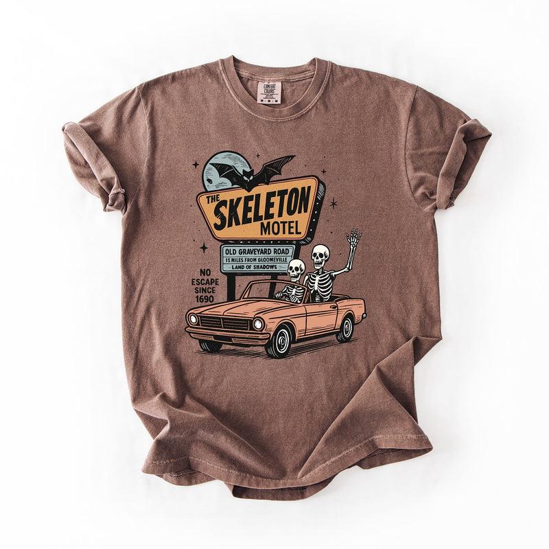 The Skeleton Motel Soft Pink Comfort Colors Halloween T-Shirt Refinery Number One