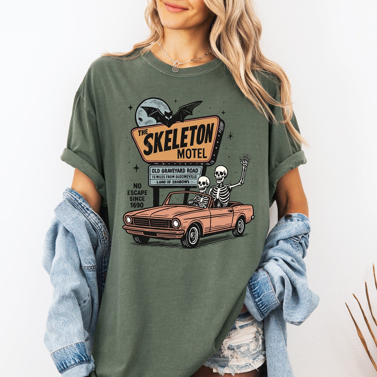 The Skeleton Motel, Spooky, Halloween, Comfort Colors T-Shirt